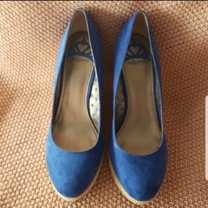 Fergalicious cobalt blue suede wedges